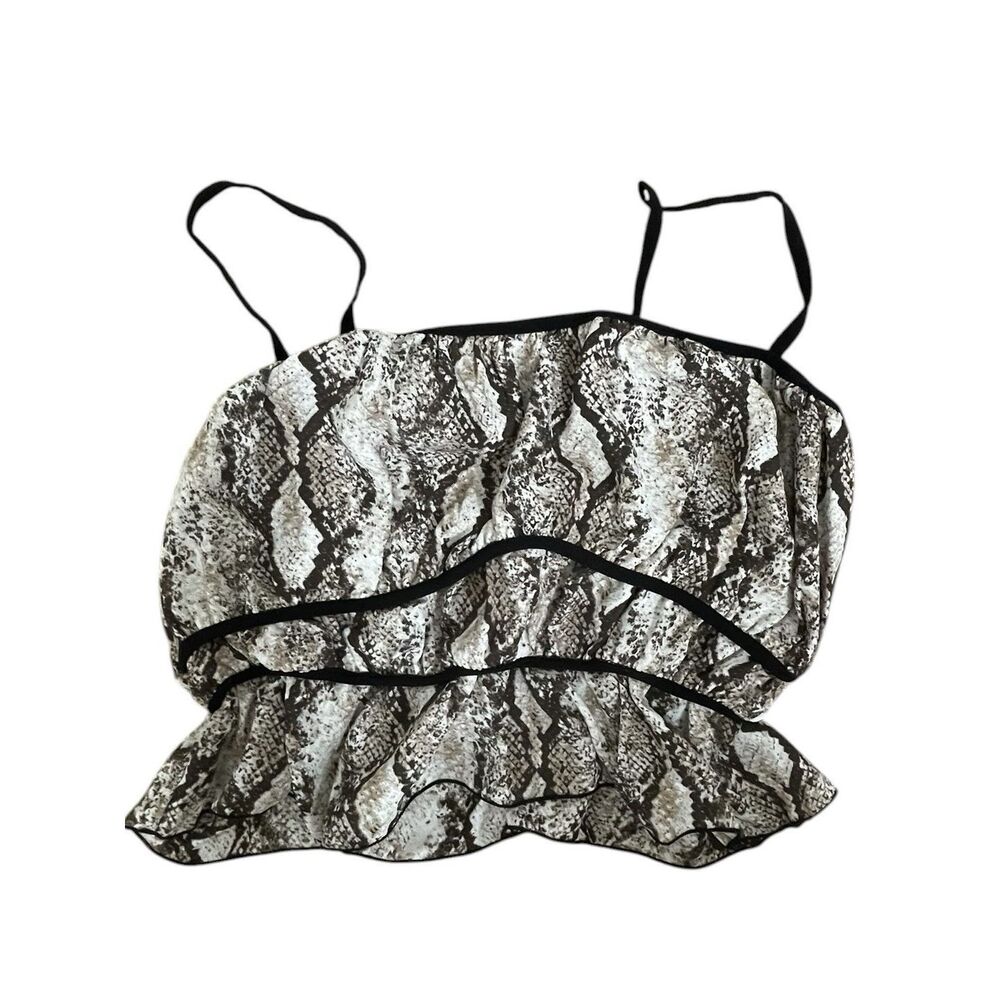 Forever 21 Snake Print Ruffle Crop Top Spaghetti Strap Size S